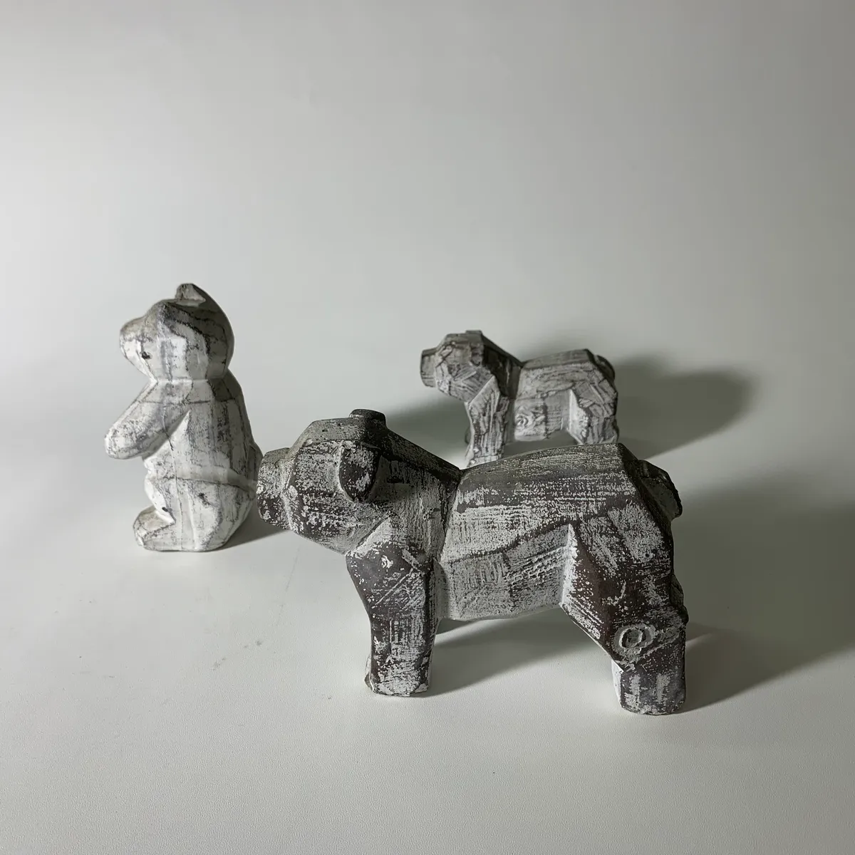 水泥灰色動物擺飾 3