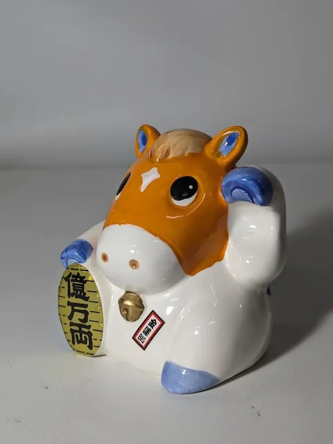 陶瓷橘色招財馬擺飾 2