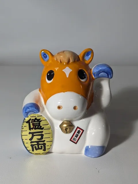 陶瓷橘色招財馬擺飾