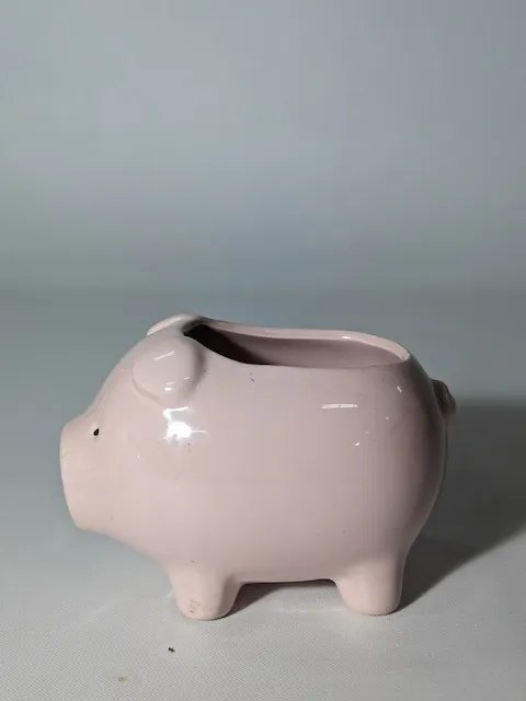 陶瓷粉色小豬容器(花器) 2