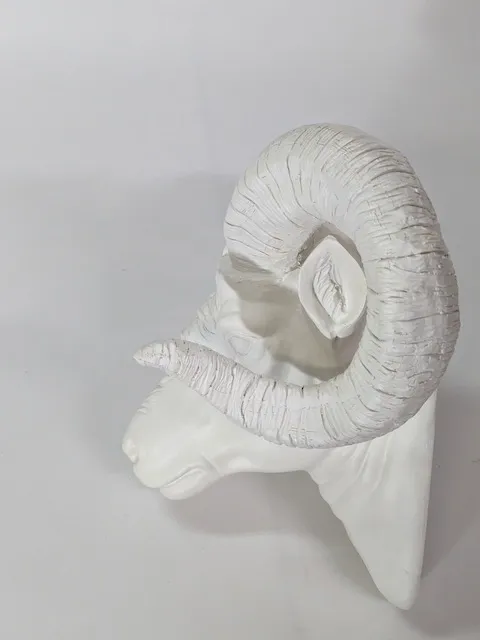 樹脂白色羚羊頭牆面掛飾 2