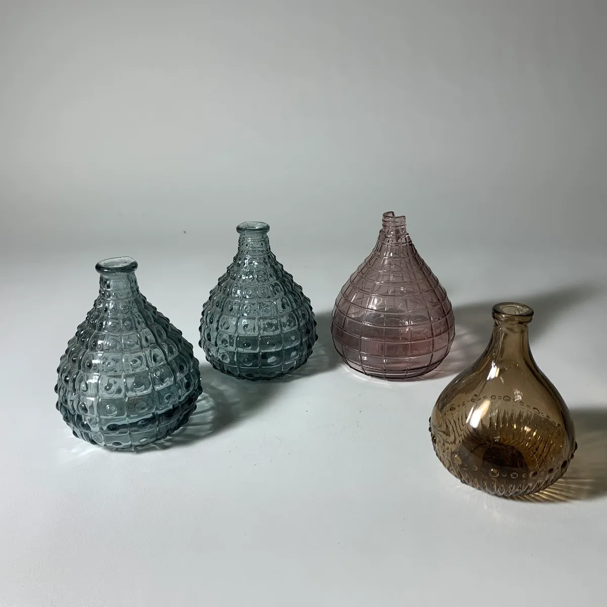 玻璃藍色粉色棕色小花瓶 2