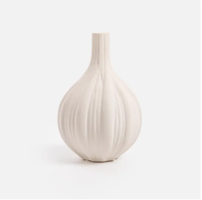 白色蒜頭造型陶瓷花器