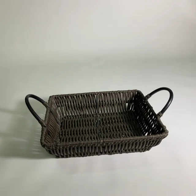 藤編棕色提把置物籃