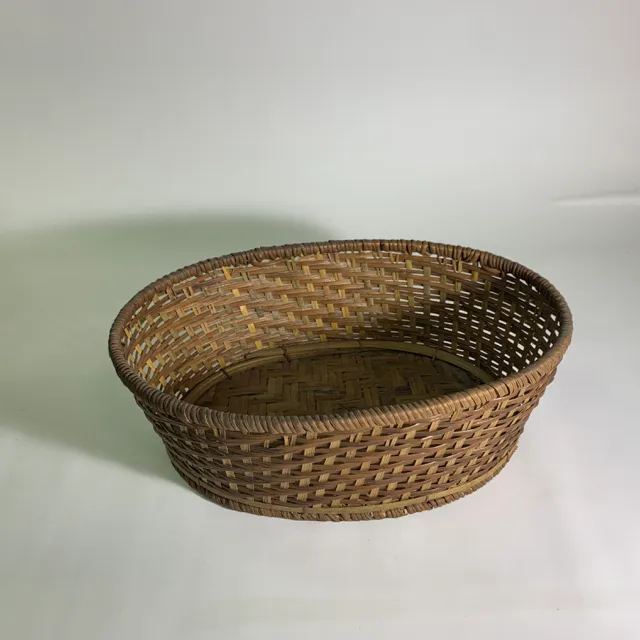 藤編棕色橢圓型編織置物籃