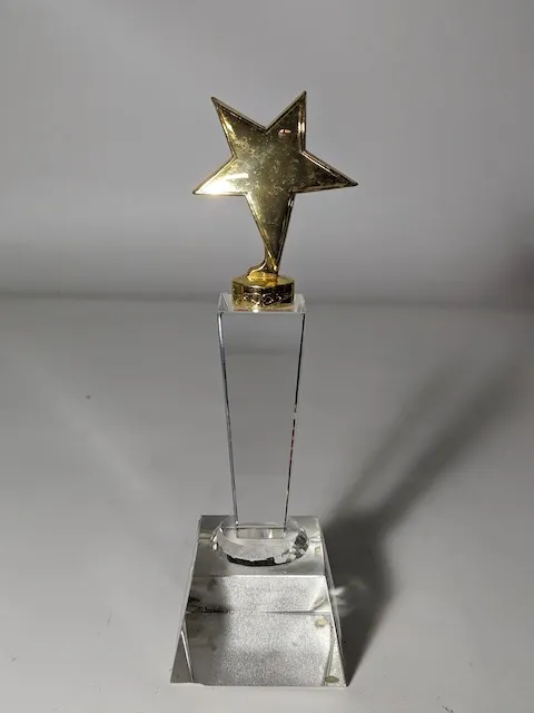 玻璃金屬金色星星獎盃