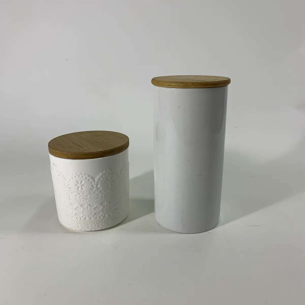 陶瓷白色木蓋收納罐