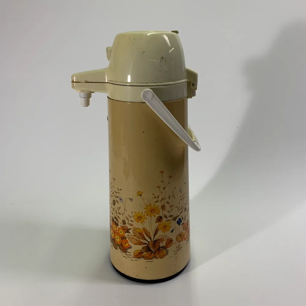 金屬米色花紋圖案熱水壺