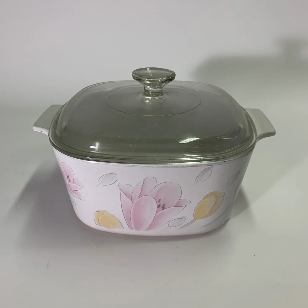 陶瓷白色透明蓋方形湯鍋