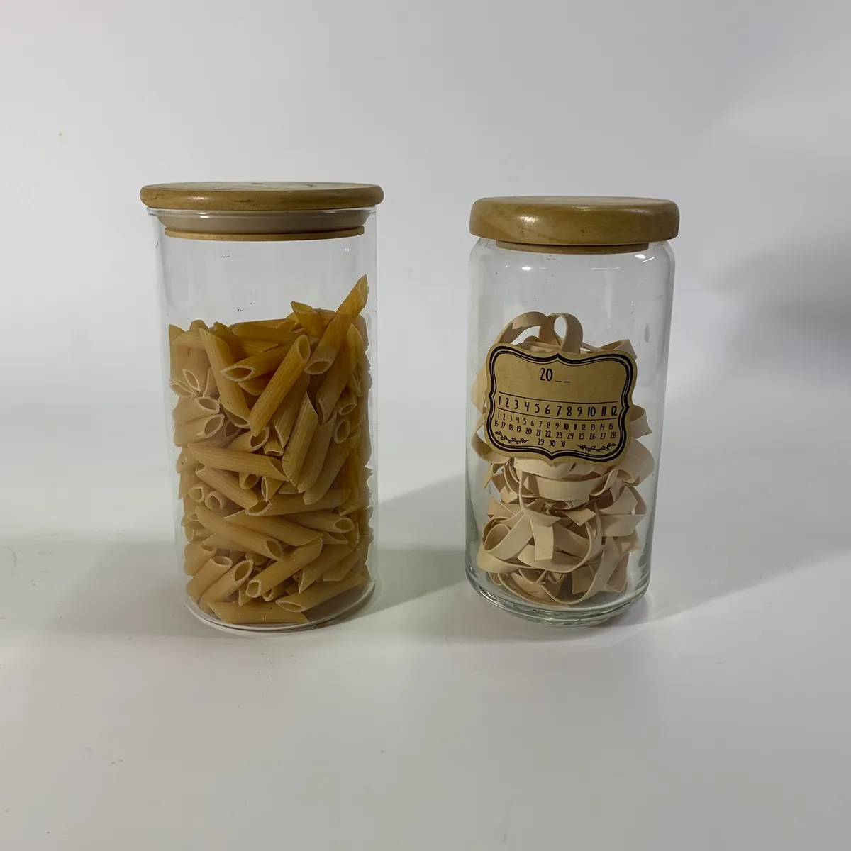 玻璃透明木蓋收納罐(含義大利麵)