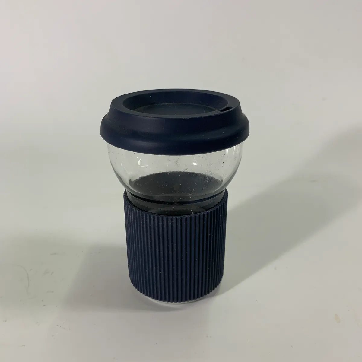 玻璃透明藍色隨行咖啡杯