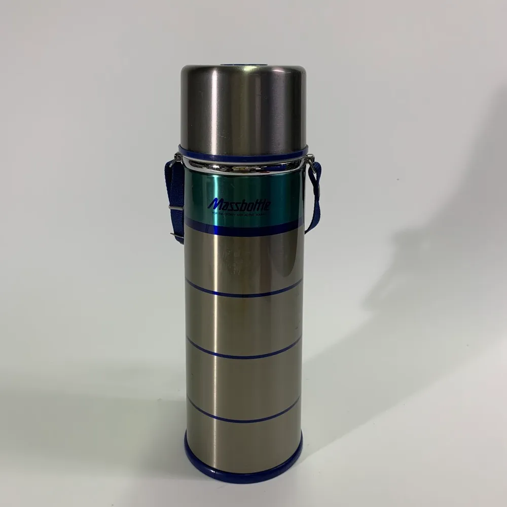 金屬銀色massbottle條紋保溫水壺