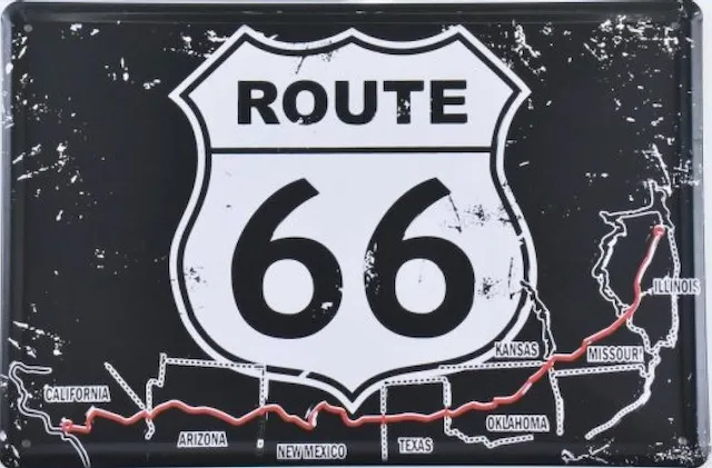 鐵質黑色66公路鐵牌