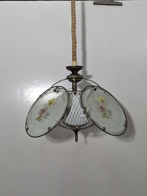 玻璃花紋伸縮吊燈