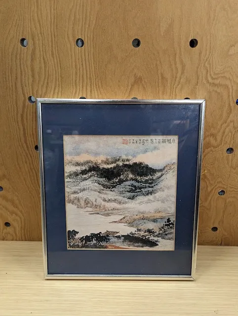 銀框藍邊水墨畫