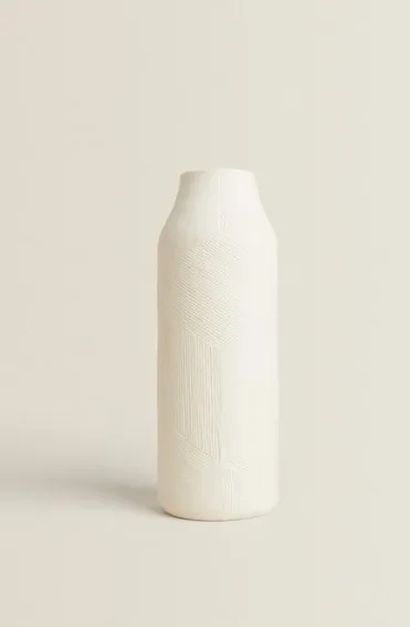 陶瓷窄口白色紋路花器