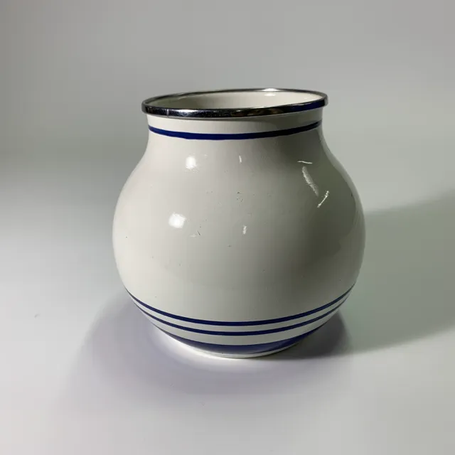 米色藍色條紋花瓶大