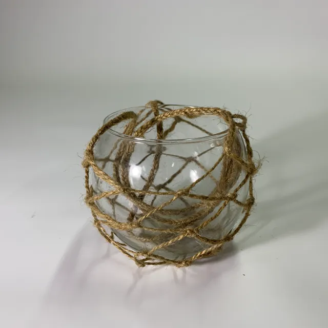 透明玻璃花瓶有麻繩套圓形 小 2