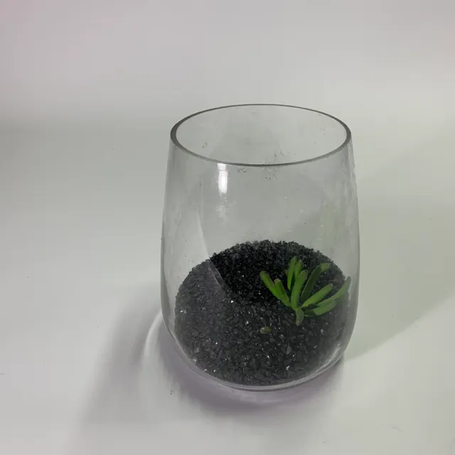 透明玻璃花瓶 寬口 附沙子