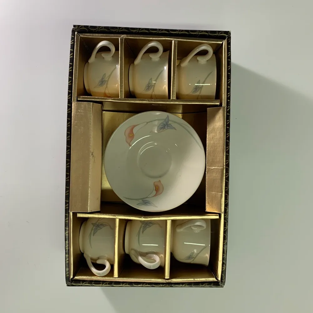 韓國陶瓷下午茶杯盤 盒裝 6杯6盤