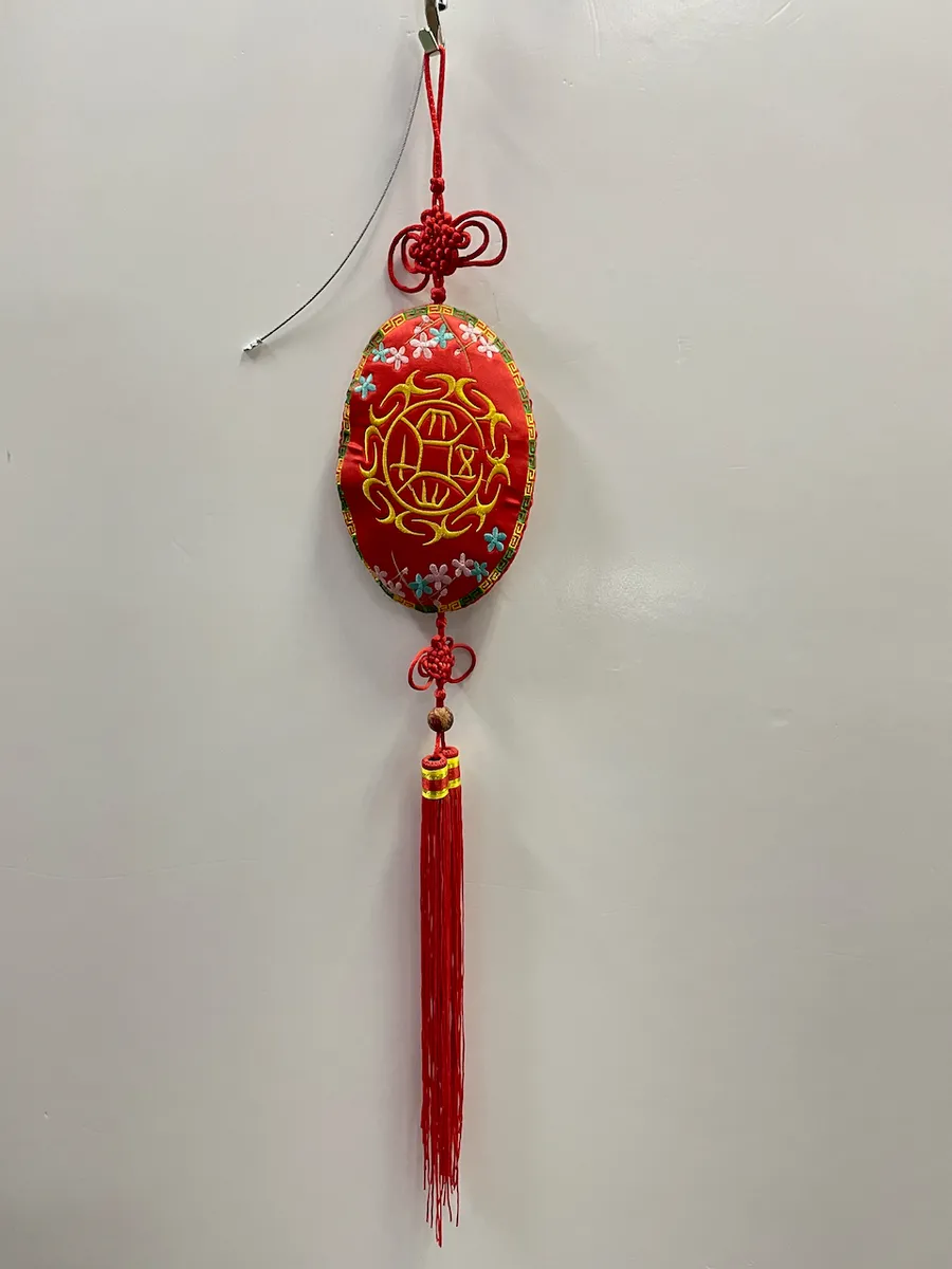 中國結+刺繡圖騰掛飾