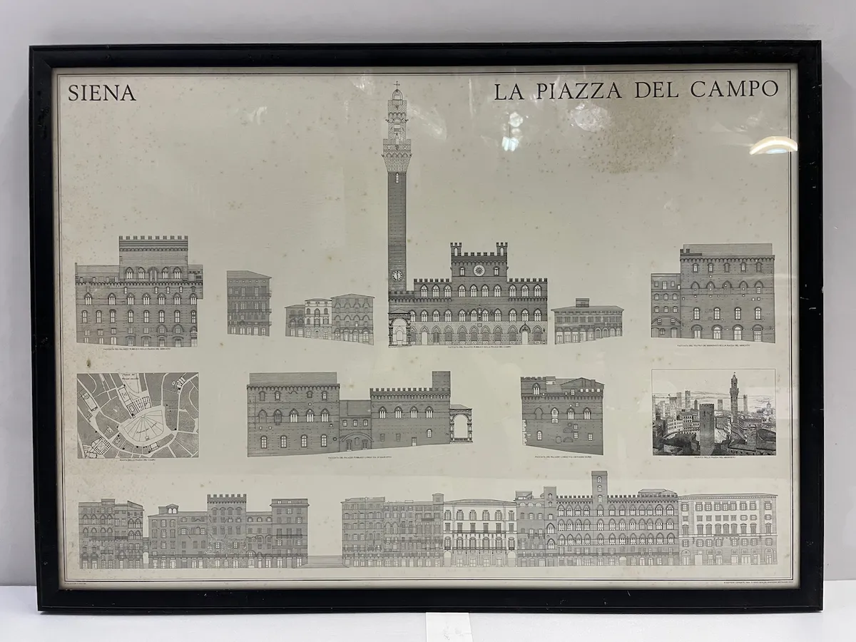 黑框LA PIAZZA DEL CAMPO建築物海報