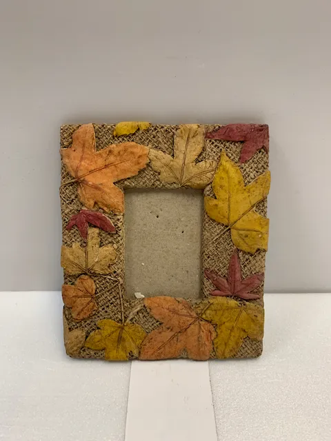 橘色黃色楓葉壓花相框