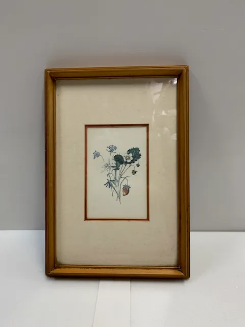 木框藍色花卉圖