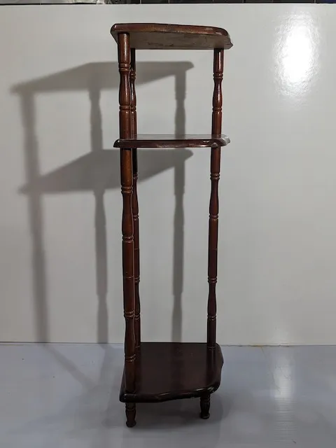 胡桃色木質角落三層櫃